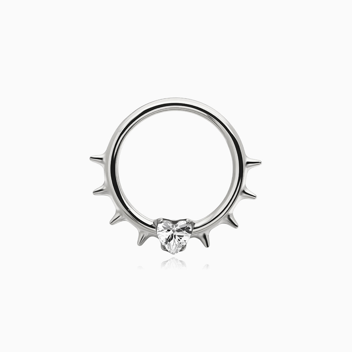 Titanium Spike Heart Gem Front Facing Hinged Segment Clicker