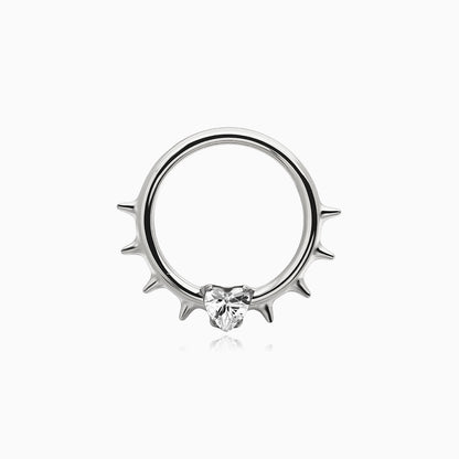 Titanium Spike Heart Gem Front Facing Hinged Segment Clicker