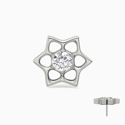 Titanium Threadless Open Star Gem Top