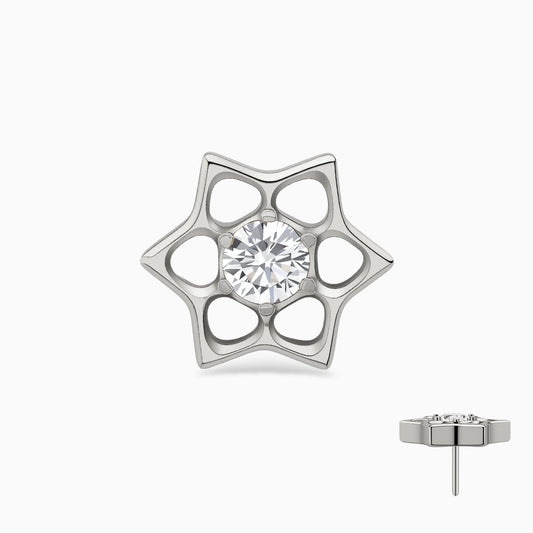 Titanium Threadless Open Star Gem Top