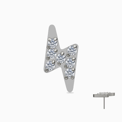 Titanium Threadless 7-Stone Lightning Bolt Top