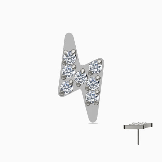 Titanium Threadless 7-Stone Lightning Bolt Top