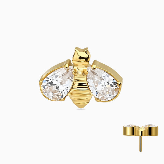 18Kt Gold PVD Titanium Threadless Bee Gem Top