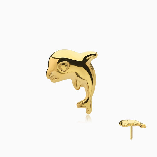 18Kt Gold PVD Titanium Threadless Dolphin Top
