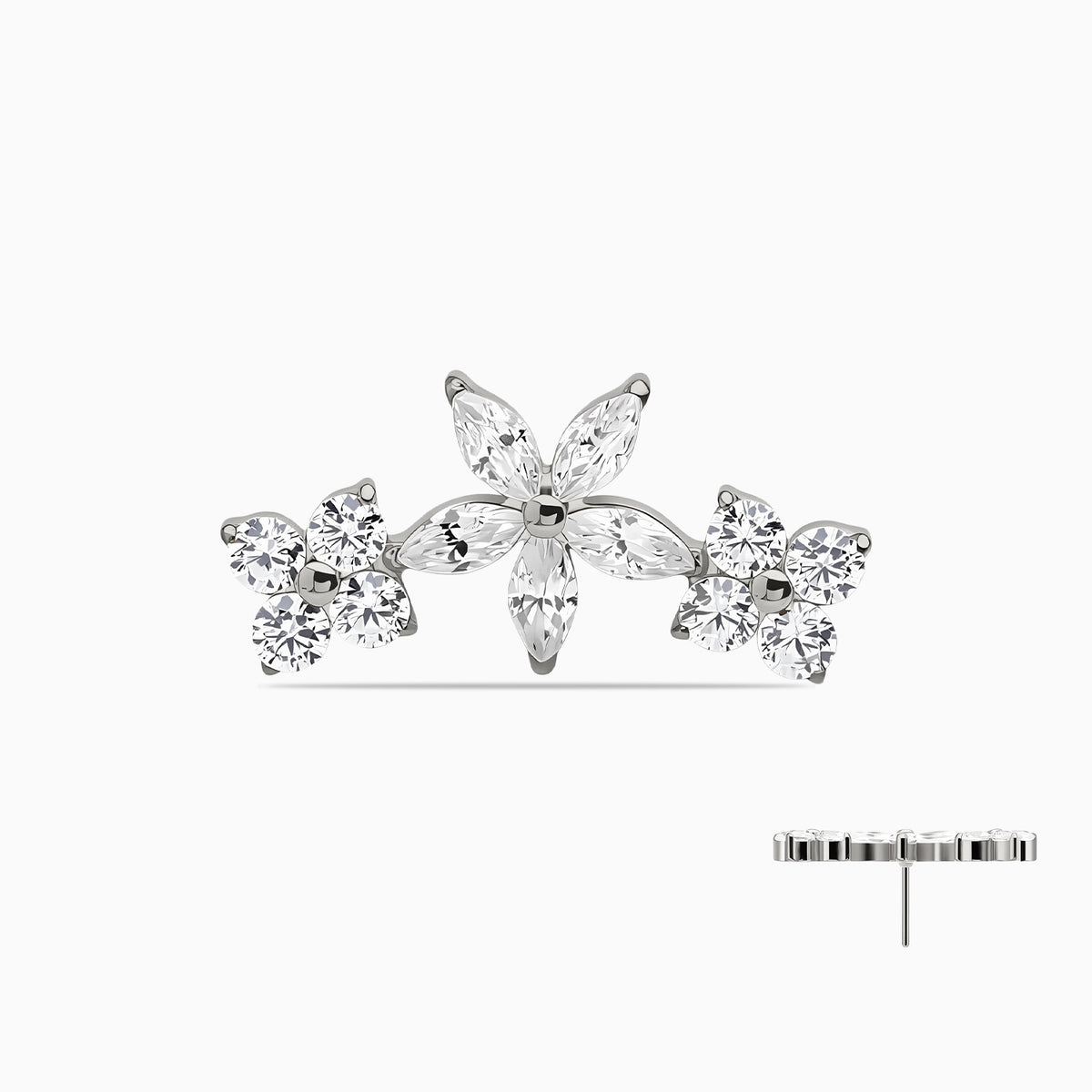 Titanium Threadless Floral Triple Cluster Top