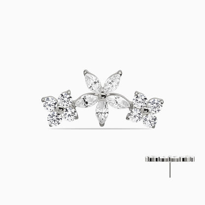 Titanium Threadless Floral Triple Cluster Top