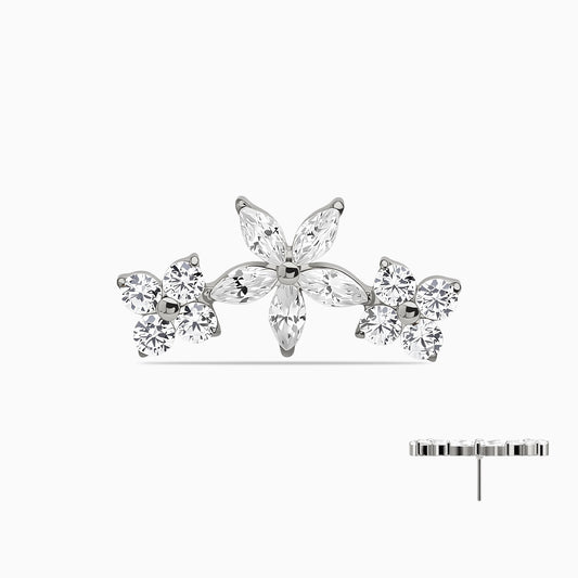 Titanium Threadless Floral Triple Cluster Top