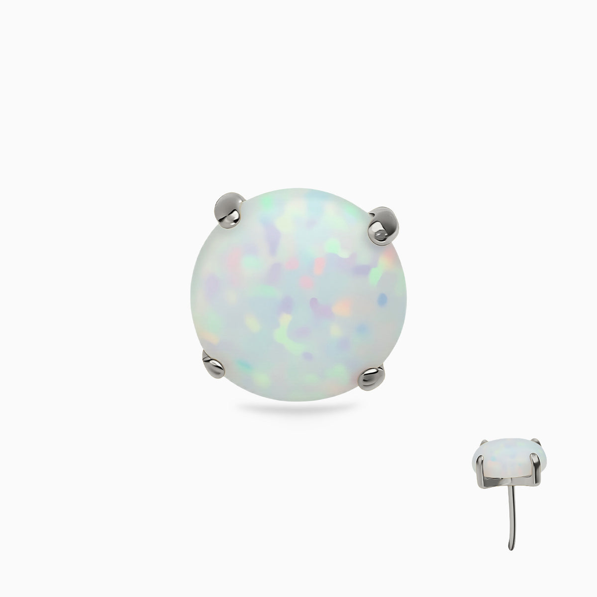 Titanium Threadless Prong  Synthetic Opal Top