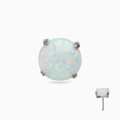 Titanium Threadless Prong  Synthetic Opal Top