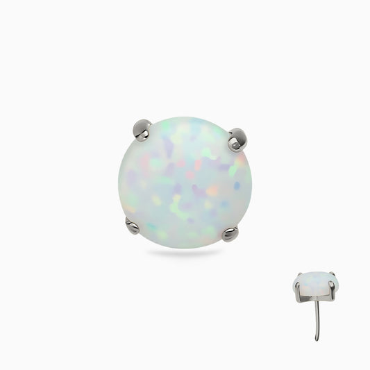 Titanium Threadless Prong  Synthetic Opal Top
