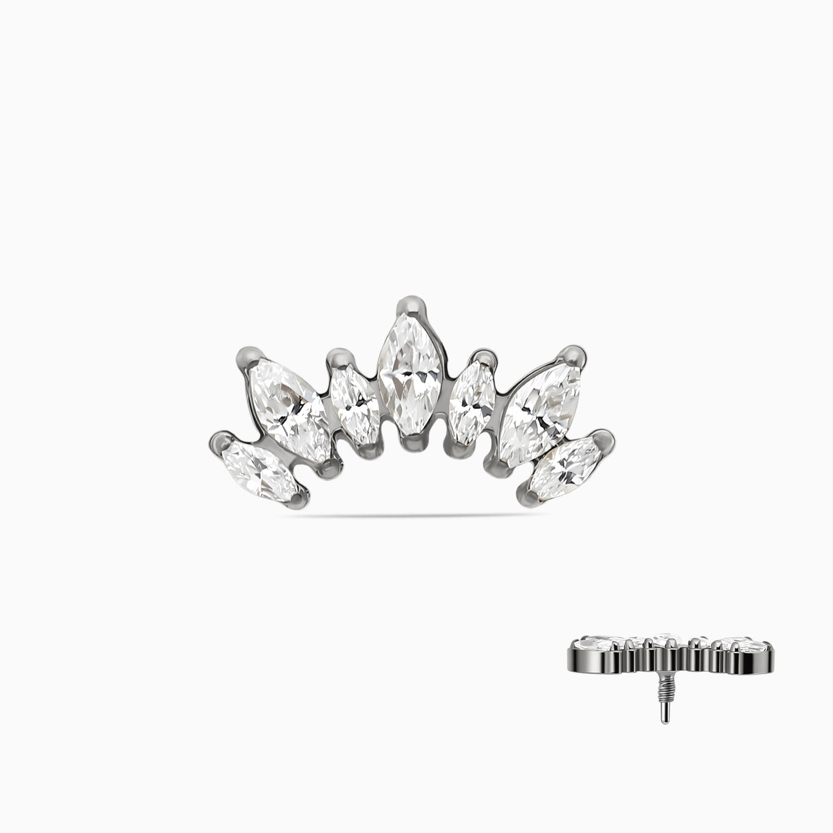 Titanium Internally Threaded Marquise CZ Crown Top