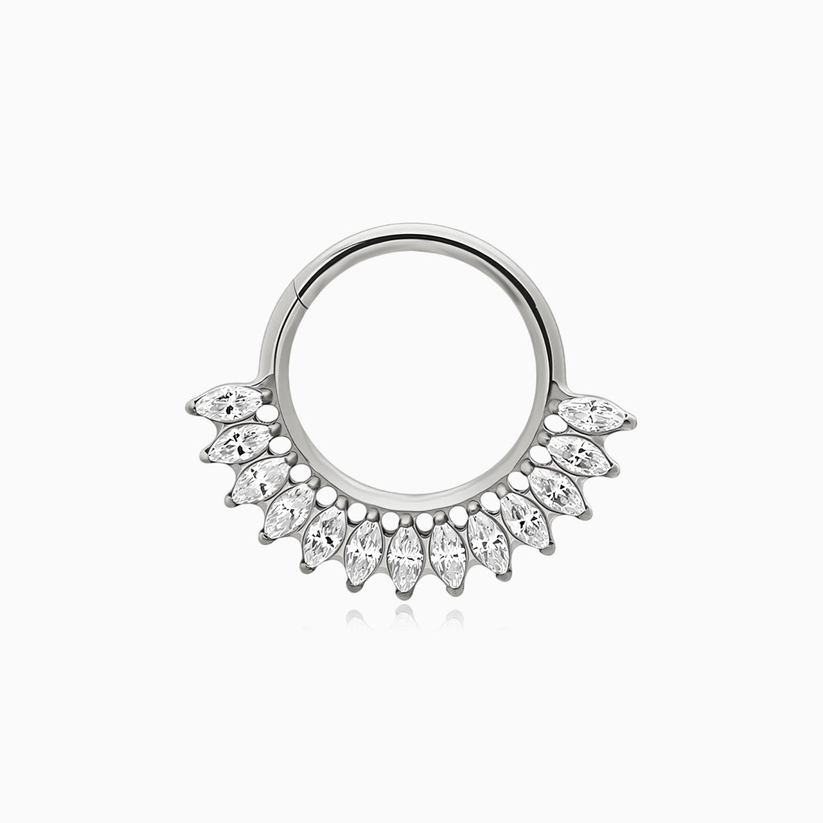 Titanium Marquise Gem Fan Front Facing Hinged Segment Clicker