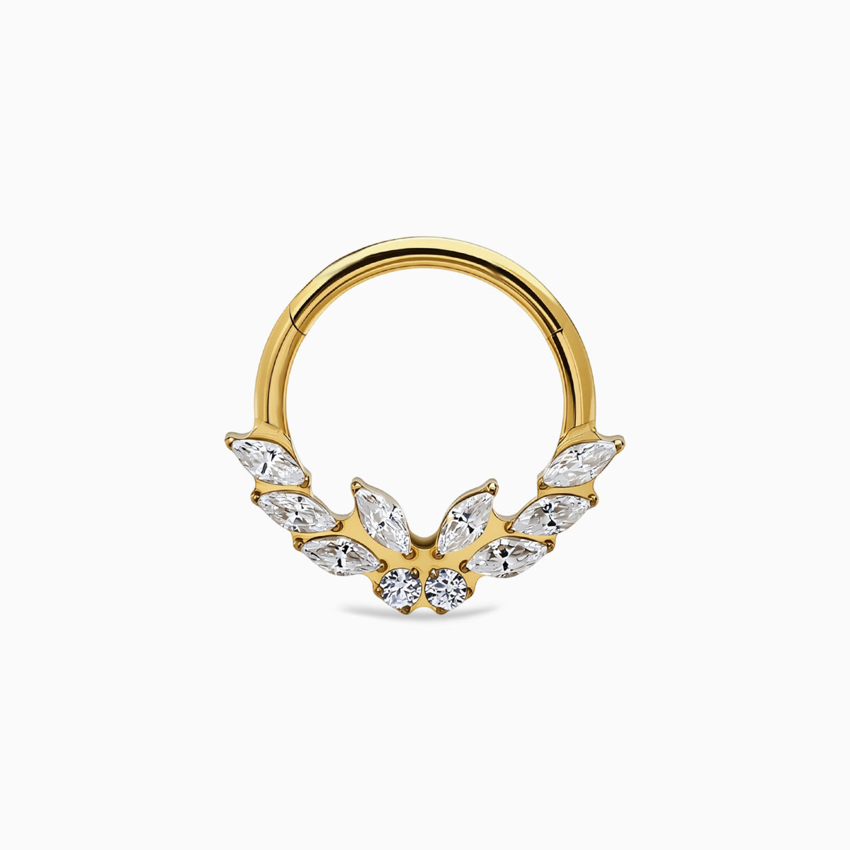18Kt Gold PVD Titanium Marquise & Round Gem Cluster Hinged Segment Clicker