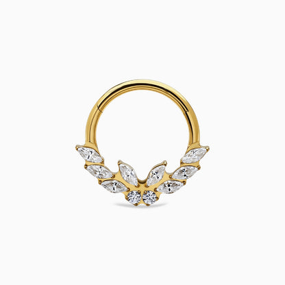 18Kt Gold PVD Titanium Marquise & Round Gem Cluster Hinged Segment Clicker