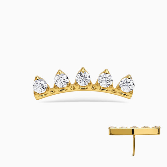 18Kt Gold PVD Titanium Threadless Crown Cluster Top