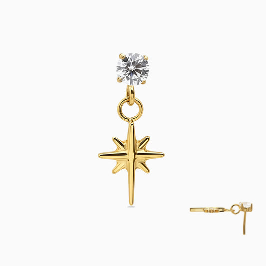 18Kt Gold PVD Titanium Threadless Dangle North Star Top