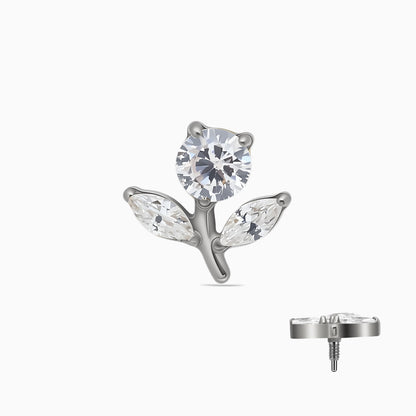 Titanium Internally Threaded CZ Flower and Leaf Top