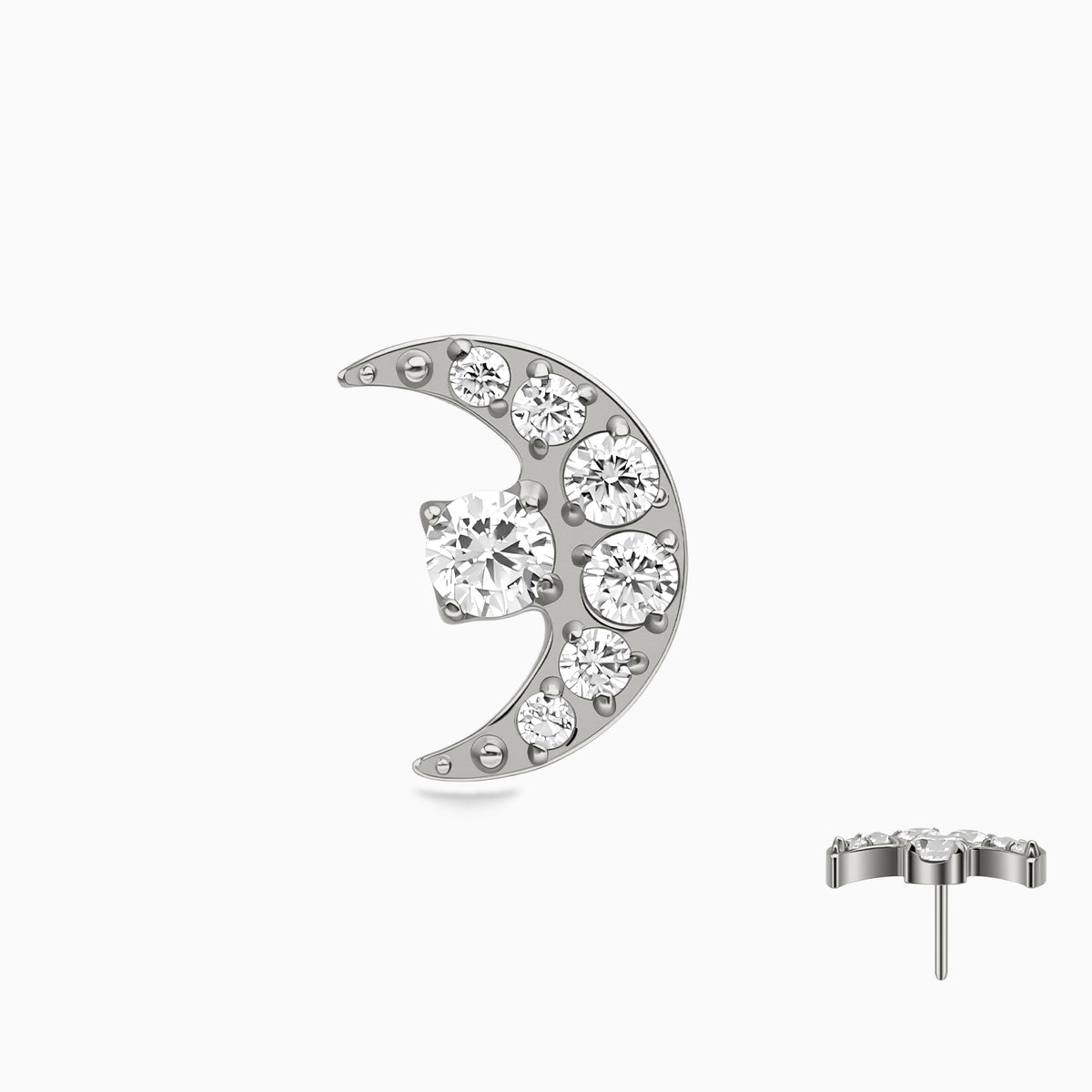 Titanium Threadless Celestial Moon CZ Top