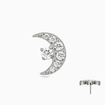 Titanium Threadless Celestial Moon CZ Top