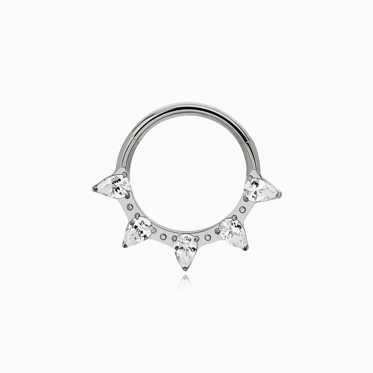 Titanium Pear Shape Gem Fan Front Facing Hinged Segment Clicker