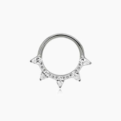 Titanium Pear Shape Gem Fan Front Facing Hinged Segment Clicker