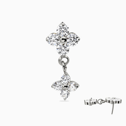 Titanium Threadless Dangle Four-Stone Cluster Top
