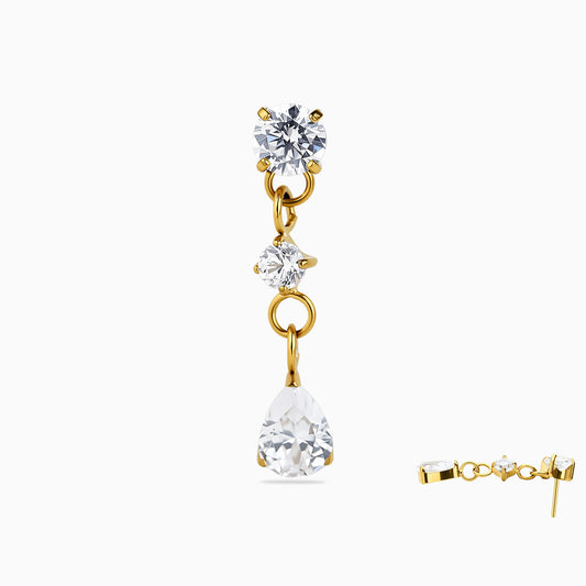 18Kt Gold PVD Titanium Threadless Dangle Gem Top