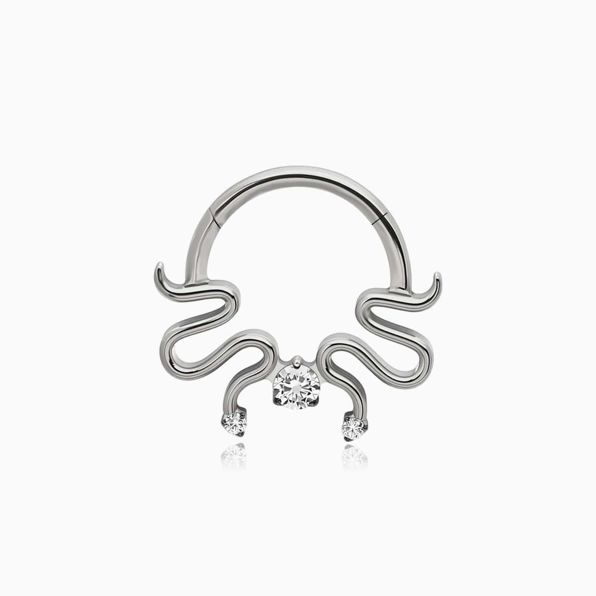 Titanium Snake Round Gem Front Facing Hinged Segment Clicker