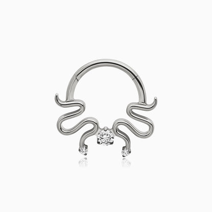 Titanium Snake Round Gem Front Facing Hinged Segment Clicker