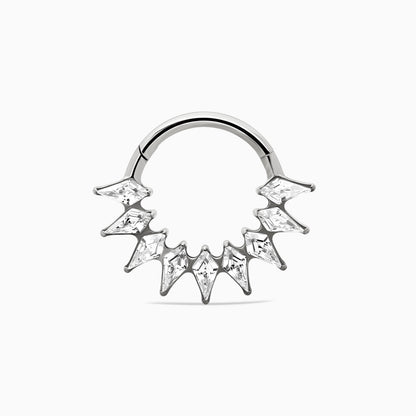 Titanium Kite Shape Gem Cluster Front Facing Hinged Segment Clicker