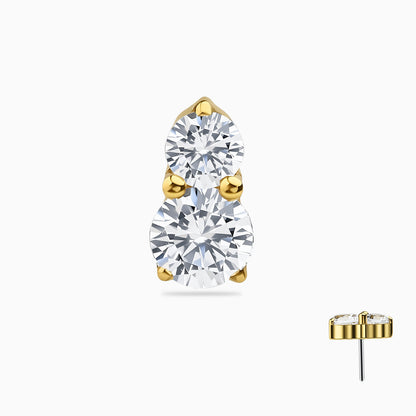 18Kt Gold PVD Titanium Threadless Double Round Gem Top.