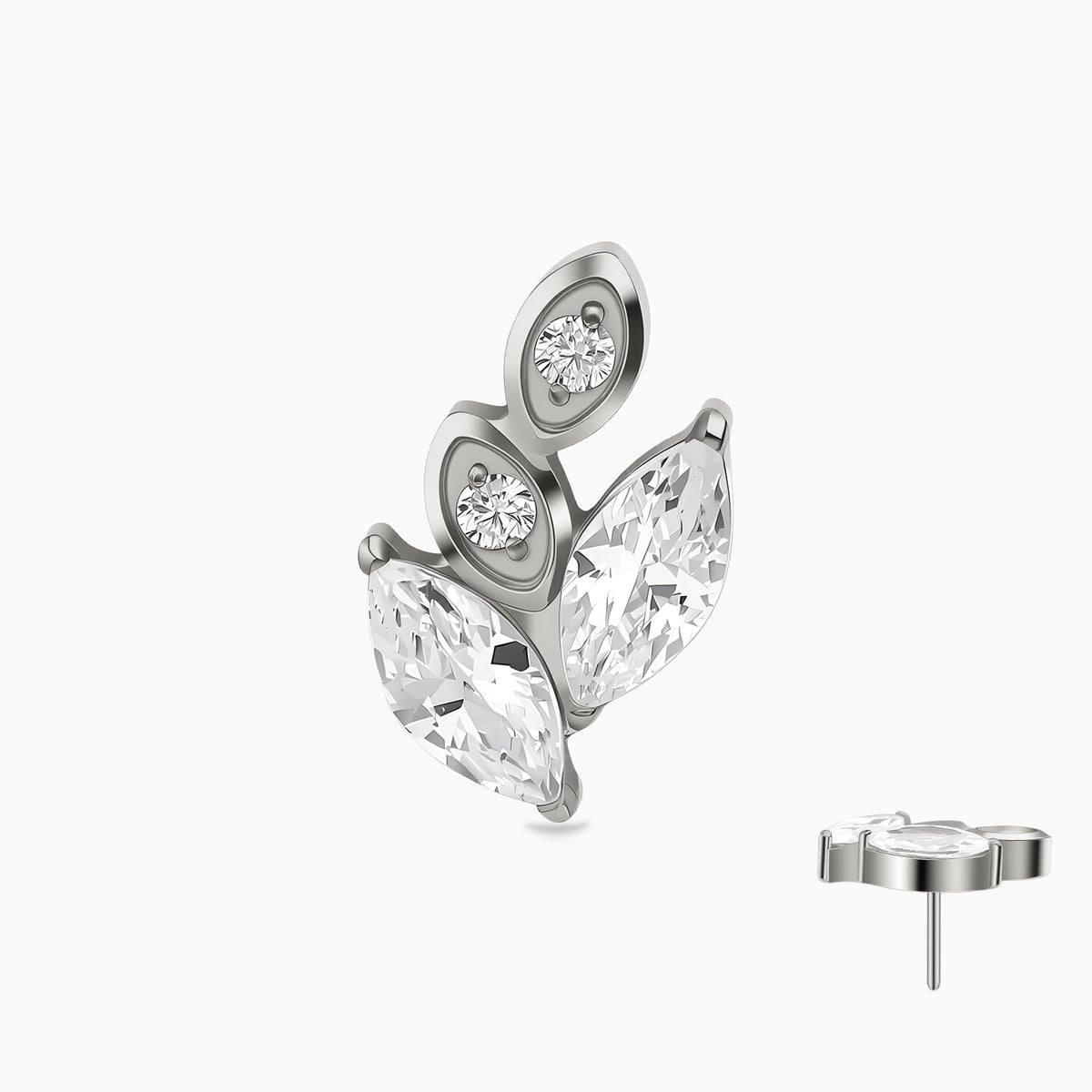 Titanium Threadless Marquise Leaf Cluster Top