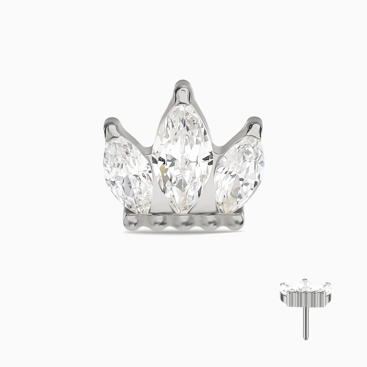 Titanium Marquise Crown Cluster Prong Set Gem Top