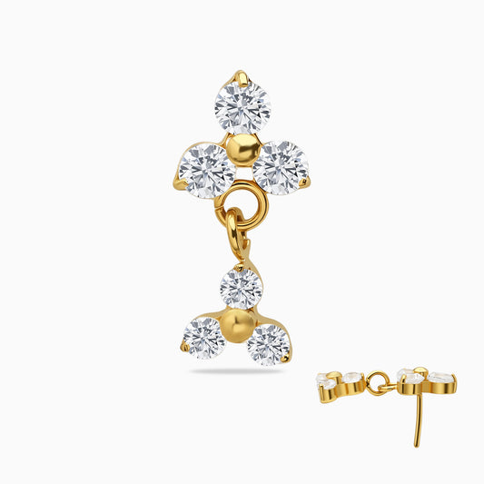 18Kt Gold PVD Titanium Threadless Dangle Cluster Top
