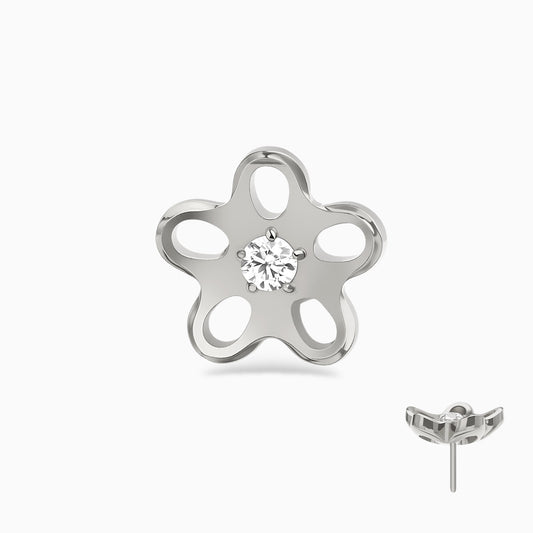 Titanium Threadless Open Flower Gem Top