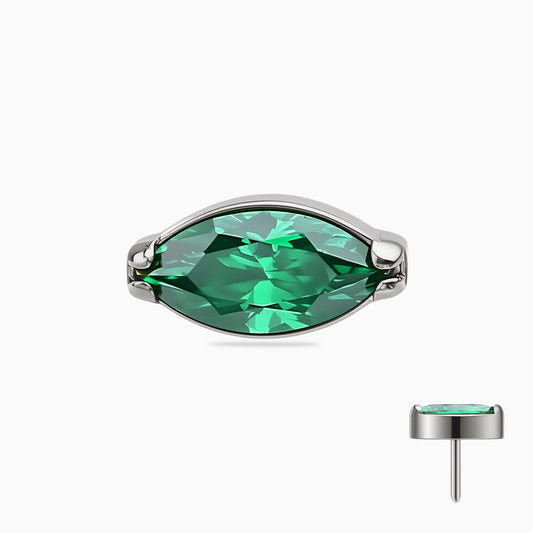 Titanium Threadless Marquise Gem Top