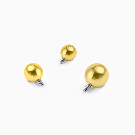 24Kt Gold PVD Titanium Internally Threaded Ball Top
