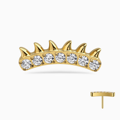 18Kt Gold PVD Titanium Threadless Spike Cluster Top
