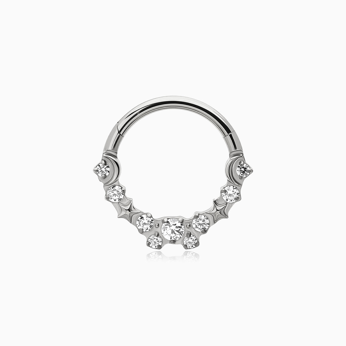 Titanium Moon and Star Gem Front Facing Hinged Segment Clicker