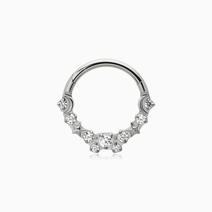 Titanium Moon and Star Gem Front Facing Hinged Segment Clicker