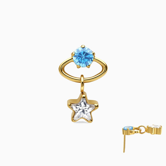 18Kt Gold PVD Titanium Threadless Dangle Bezel Cluster Top