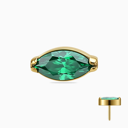 18Kt Gold PVD Titanium Threadless Marquise Gem Top