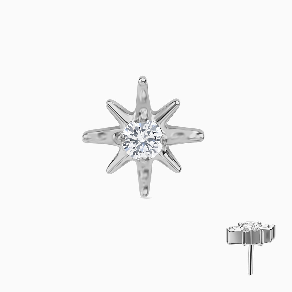 Titanium Threadless Eight-Point Star Gem Top.