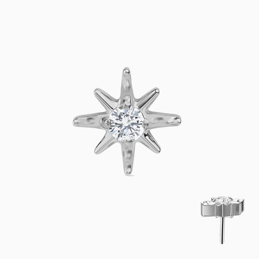 Titanium Threadless Eight-Point Star Gem Top.