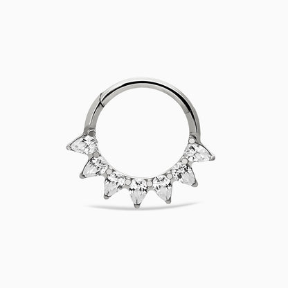 Titanium Pear Shape Gem Cluster Front Facing Hinged Segment Clicker