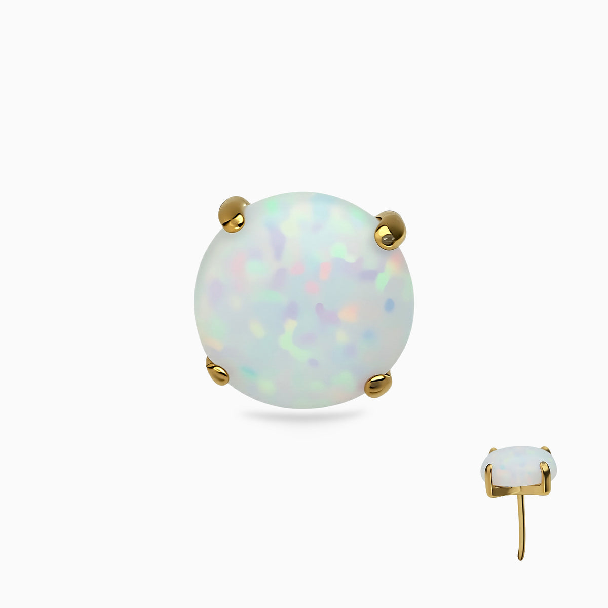 18Kt Gold PVD Titanium Threadless Prong  Synthetic Opal Top