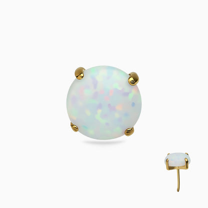 18Kt Gold PVD Titanium Threadless Prong  Synthetic Opal Top