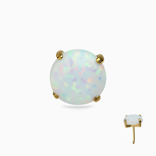 18Kt Gold PVD Titanium Threadless Prong  Synthetic Opal Top