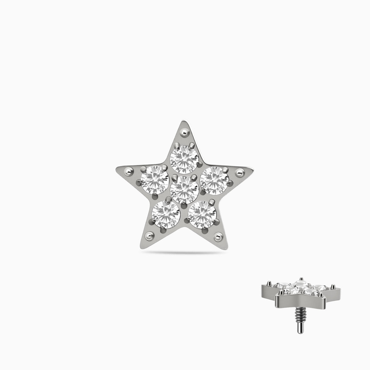 Titanium Internally Threaded CZ Star Top