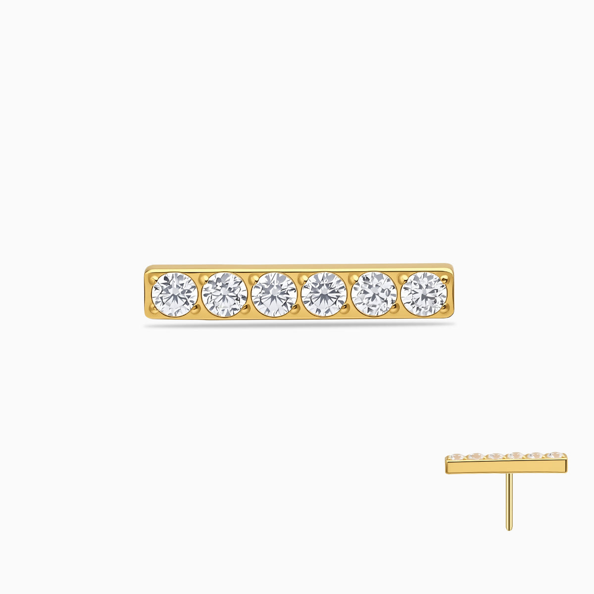 18Kt Gold PVD Titanium Threadless 6-Stone Bar Top